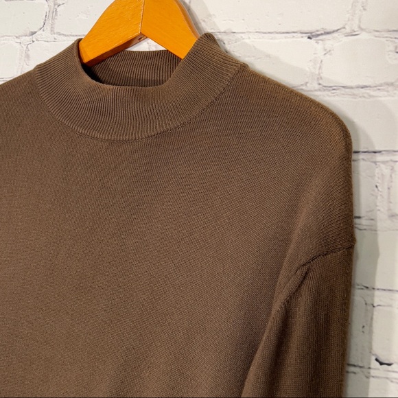 Vintage Pronto Uomo Brown Mock Crew Neck Italian Soft Cotton Blend Sweater M 50 - Picture 9 of 9